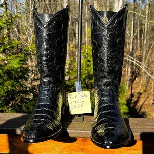 [SOLD] Beautiful Black Alligator Tail Cut Cowboy Boots in men's Size 11D